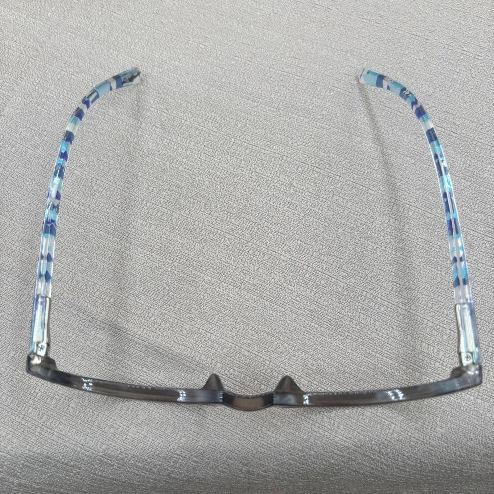 Blue Geo 117 Reading Glasses +1.75 Strength Smoke Grey Round Frames PD58MM